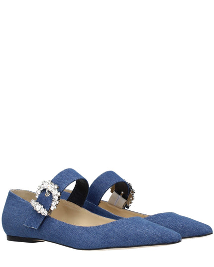 Jimmy Choo Blue Fabric Ballet Flats