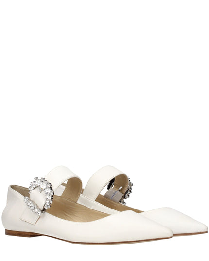 Jimmy Choo White Leather Ballet Flats