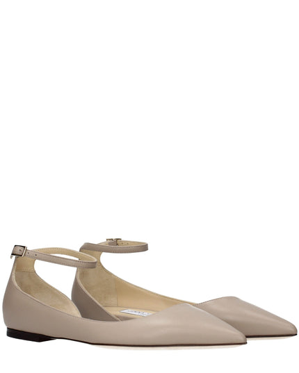 Jimmy Choo Gray Leather Ballet Flats