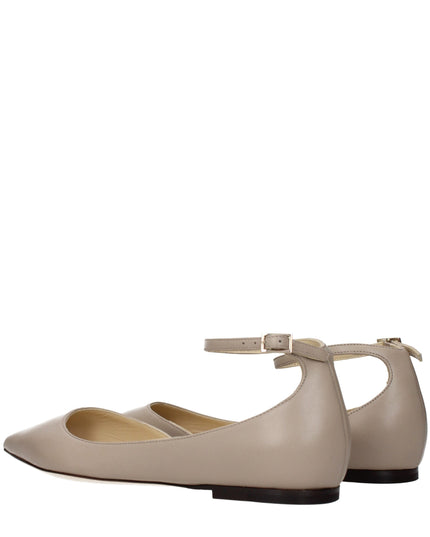 Jimmy Choo Gray Leather Ballet Flats