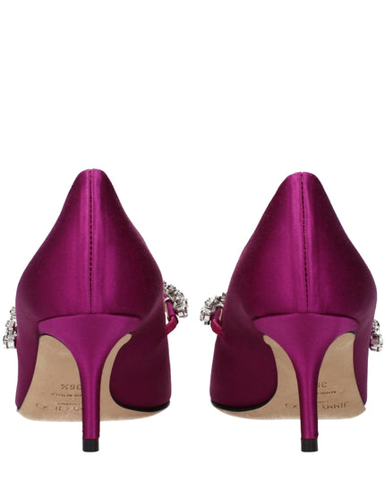 Jimmy Choo Pink Satin Mid Heel Pumps