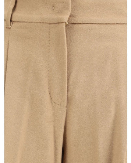 Max Mara Beige Fleece Wool Casual Pants