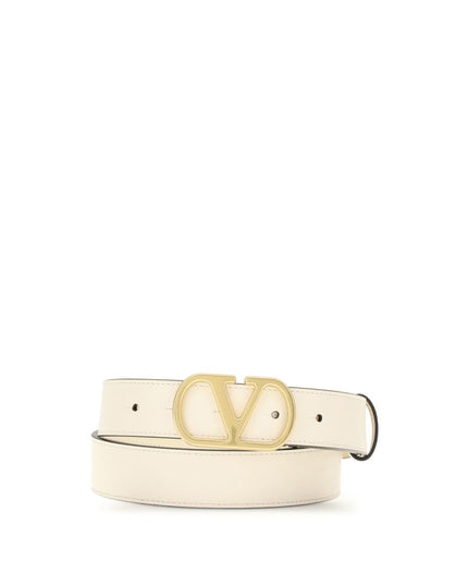 Valentino Garavani White Calf Leather Bos Taurus Regular Belt
