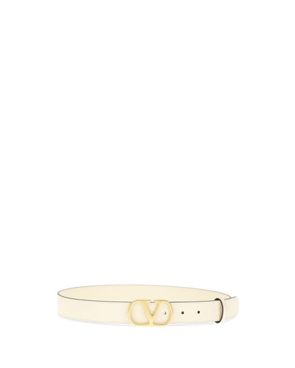 Valentino Garavani White Calf Leather Bos Taurus Regular Belt