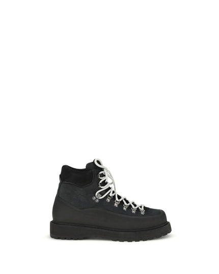 Diemme Black Calf Leather Bos Taurus Lace-Up Boots