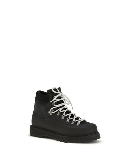 Diemme Black Calf Leather Bos Taurus Lace-Up Boots