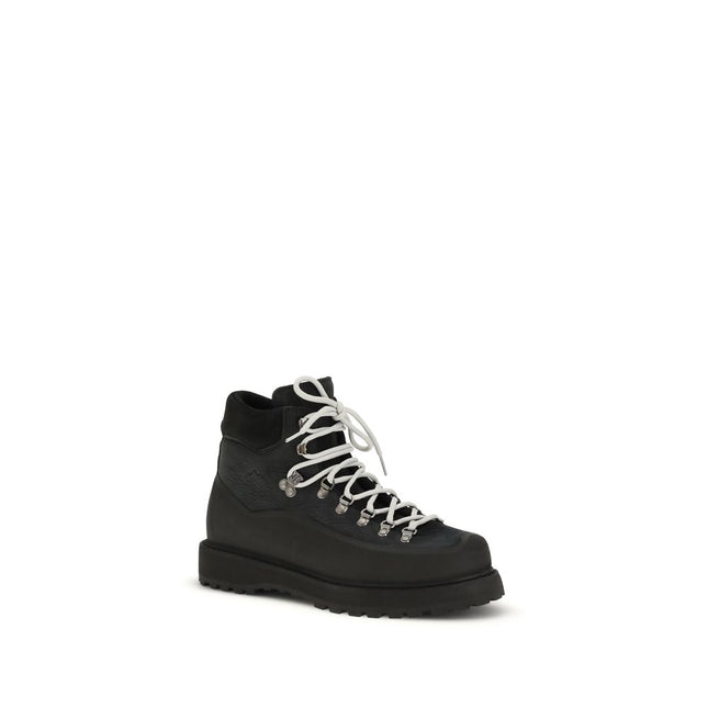 Diemme Black Calf Leather Bos Taurus Lace-Up Boots