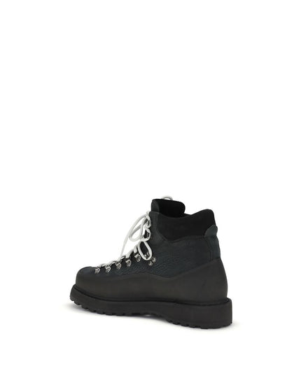 Diemme Black Calf Leather Bos Taurus Lace-Up Boots
