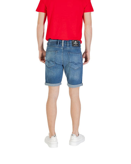 Replay Blue Cotton Bermuda Shorts