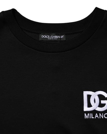Dolce & Gabbana Black Cotton DG Logo Embroidery Top  T-shirt