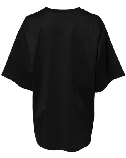 Dolce & Gabbana Black Cotton DG Logo Embroidery Top  T-shirt