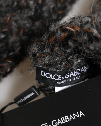 Dolce & Gabbana Gray Virgin Wool Knitted Fingerless Men Gloves