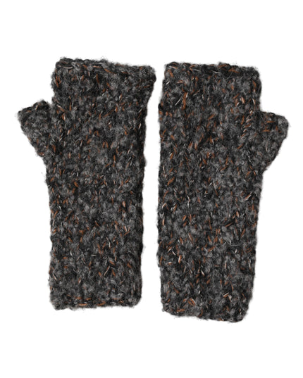 Dolce & Gabbana Gray Virgin Wool Knitted Fingerless Men Gloves