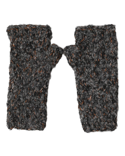 Dolce & Gabbana Gray Virgin Wool Knitted Fingerless Men Gloves