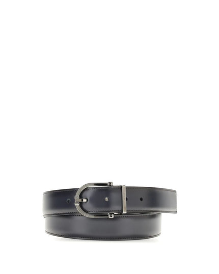 Ferragamo Black Calf Leather Bos Taurus Regular Belt