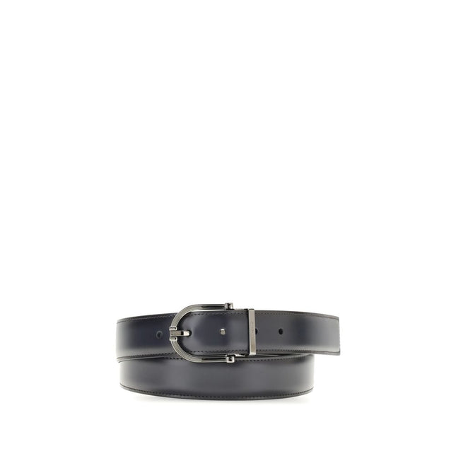 Ferragamo Black Calf Leather Bos Taurus Regular Belt