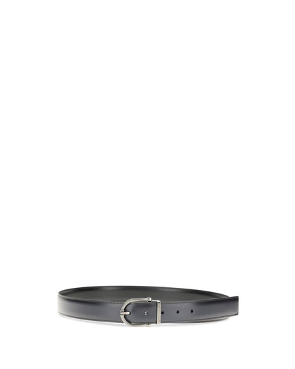 Ferragamo Black Calf Leather Bos Taurus Regular Belt