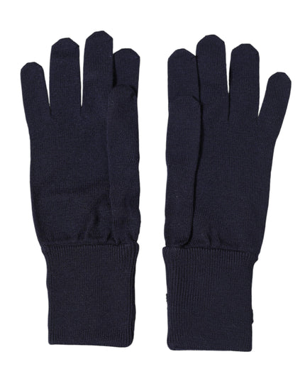 Dolce & Gabbana Blue Wool Knit #DGLovesLondon Embroidered Mitten Gloves