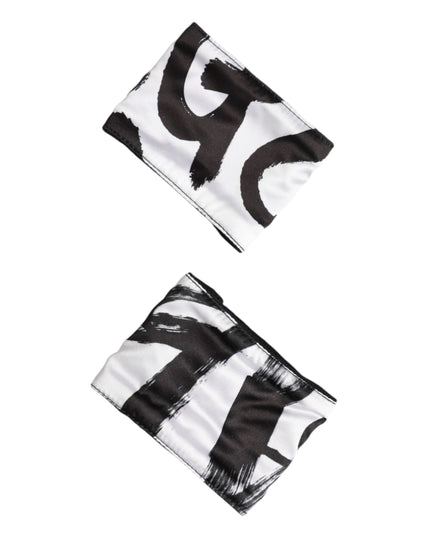 Dolce & Gabbana Black White DG Logo Silk 1 Pair Wristband