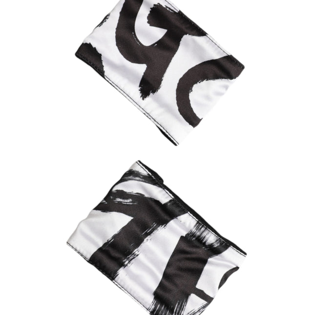 Dolce & Gabbana Black White DG Logo Silk 1 Pair Wristband