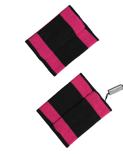 Dolce & Gabbana Black Pink DG Logo Cashmere 1 Pair Wristband