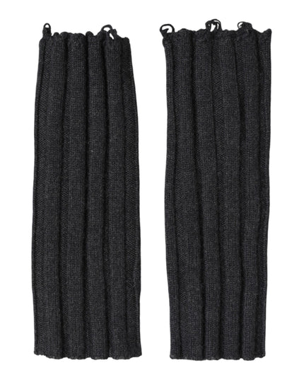Dolce & Gabbana Black Virgin Wool Knitted Fingerless Gloves