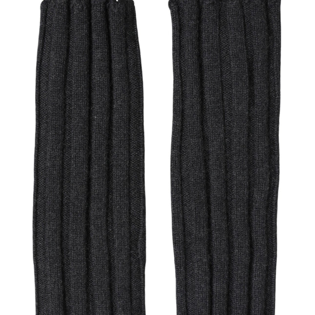 Dolce & Gabbana Black Virgin Wool Knitted Fingerless Gloves