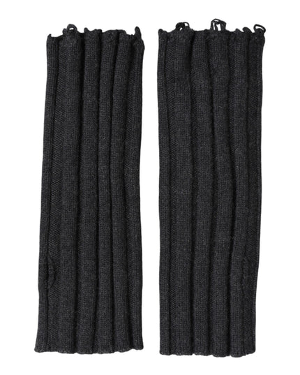 Dolce & Gabbana Black Virgin Wool Knitted Fingerless Gloves