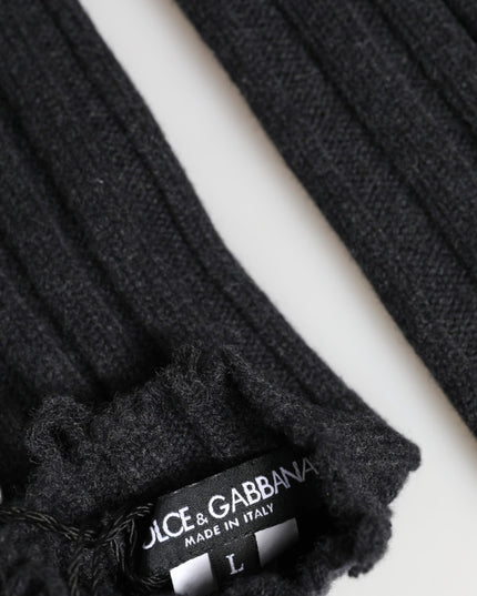 Dolce & Gabbana Black Virgin Wool Knitted Fingerless Gloves