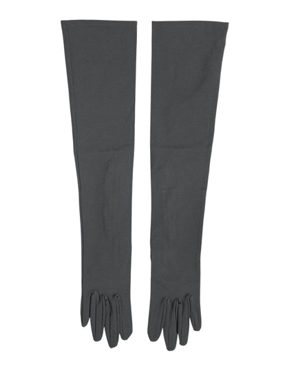 Dolce & Gabbana Dark Gray Viscose Elbow Length Mitten Men Gloves