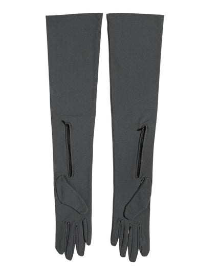 Dolce & Gabbana Dark Gray Viscose Elbow Length Mitten Men Gloves