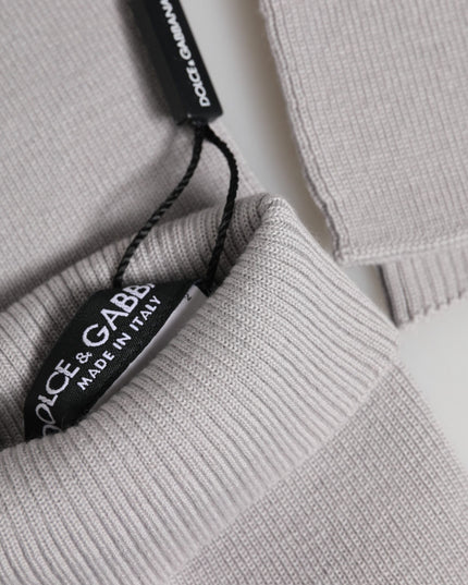 Dolce & Gabbana Gray Virgin Wool Knitted Fingerless Men Gloves