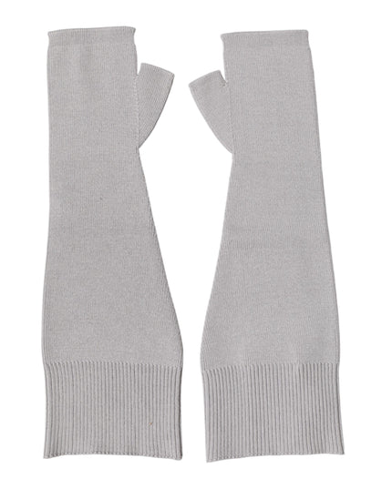 Dolce & Gabbana Gray Virgin Wool Knitted Fingerless Men Gloves