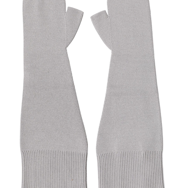 Dolce & Gabbana Gray Virgin Wool Knitted Fingerless Men Gloves