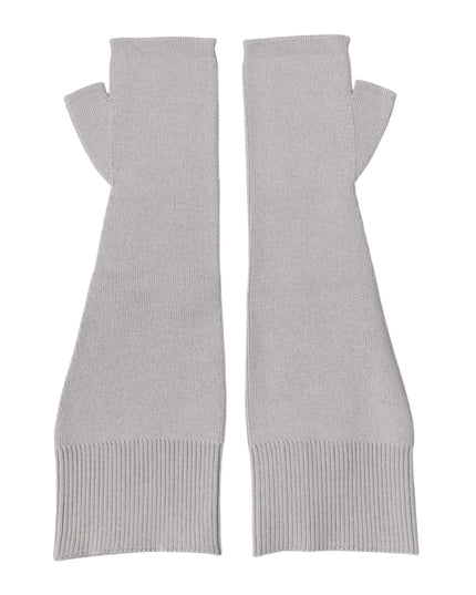 Dolce & Gabbana Gray Virgin Wool Knitted Fingerless Men Gloves