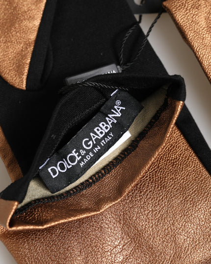 Dolce & Gabbana Brown Black Wool Elbow Length Mitten Men Gloves