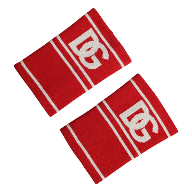 Dolce & Gabbana Red White DG Logo Cotton 1 Pair One SIze Wristband