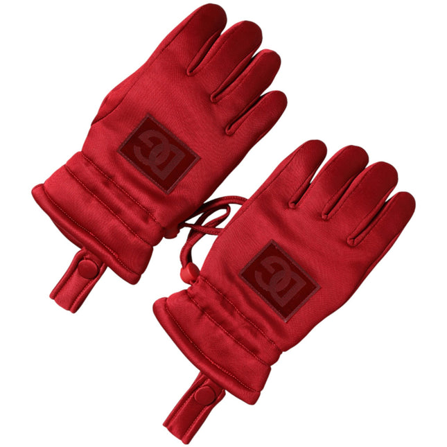 Dolce & Gabbana Red Viscose Motorcycle Biker Mitten Gloves
