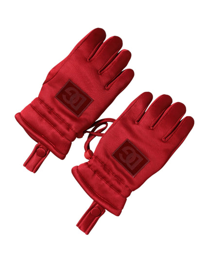 Dolce & Gabbana Red Viscose Motorcycle Biker Mitten Gloves