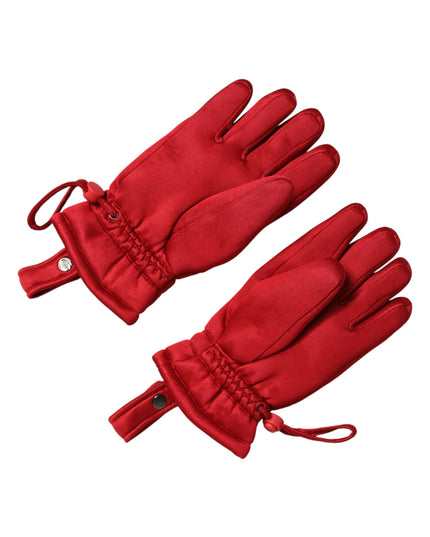 Dolce & Gabbana Red Viscose Motorcycle Biker Mitten Gloves