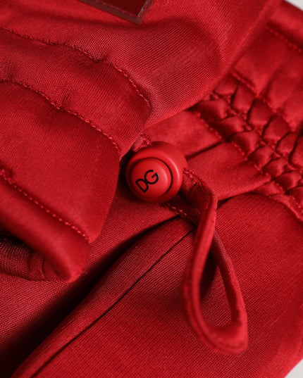 Dolce & Gabbana Red Viscose Motorcycle Biker Mitten Gloves