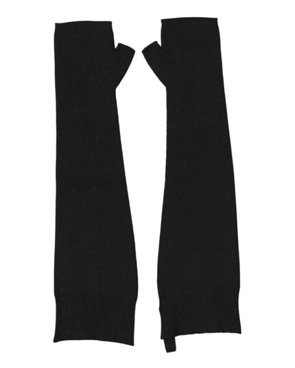 Dolce & Gabbana Black Virgin Wool Knitted Fingerless Men Gloves