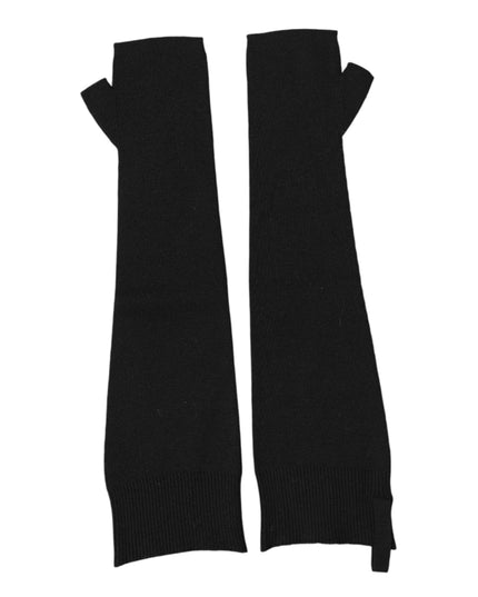 Dolce & Gabbana Black Virgin Wool Knitted Fingerless Men Gloves
