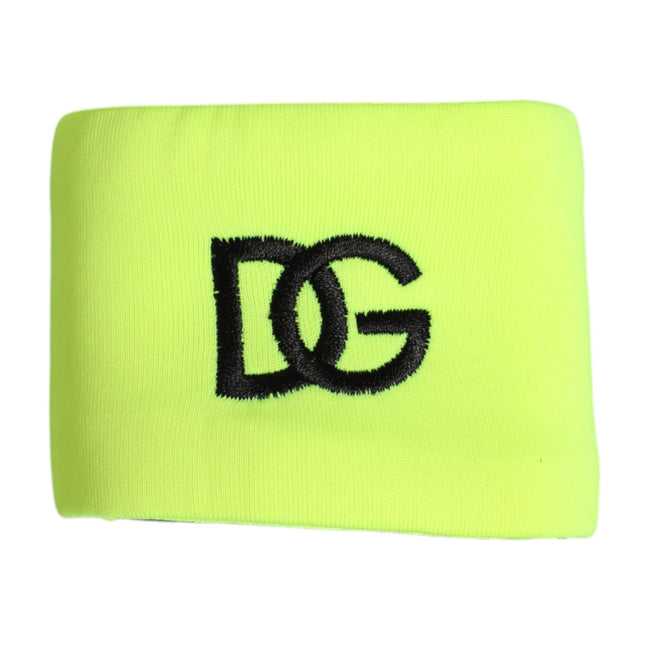 Dolce & Gabbana Yellow Green Silk DG Logo Men Wristband