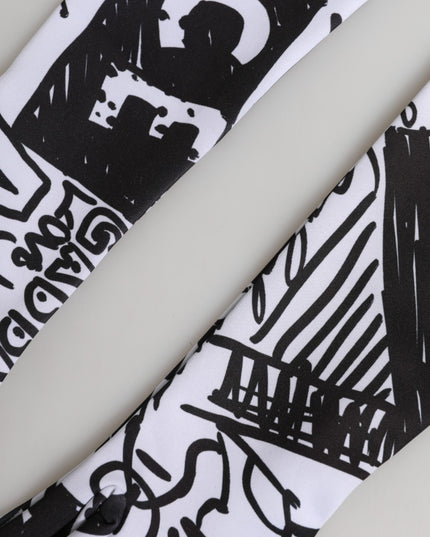 Dolce & Gabbana Gloves Black White DG Logo Elbow Length Mitten