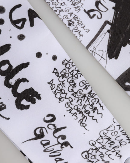 Dolce & Gabbana Black White DG Logo Elbow Length Mitten Gloves