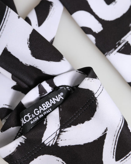 Dolce & Gabbana Black White DG Logo Elbow Length Mitten Gloves