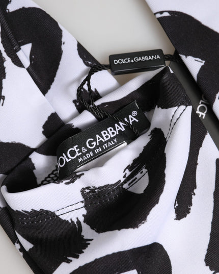 Dolce & Gabbana Black White DG Logo Elbow Length Mitten Gloves