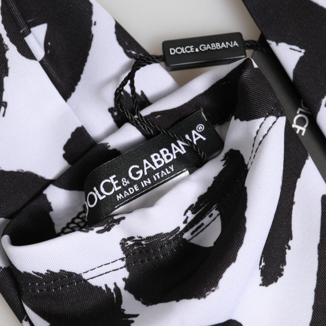 Dolce & Gabbana Black White DG Logo Elbow Length Mitten Gloves