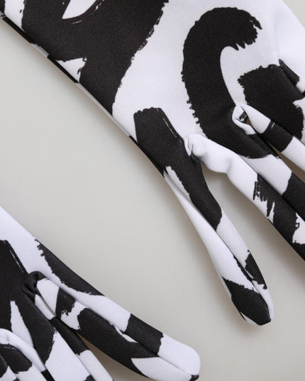 Dolce & Gabbana Black White DG Logo Elbow Length Mitten Gloves